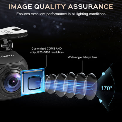 Backup Camera, AHD 1080P Metal Rear View & Front View Camera, 170° Wide Angle Rearview Reversing Camera with Clear Night Vision, IP69 Waterproof Universal Reverse Camera for Car SUV RV Pickup