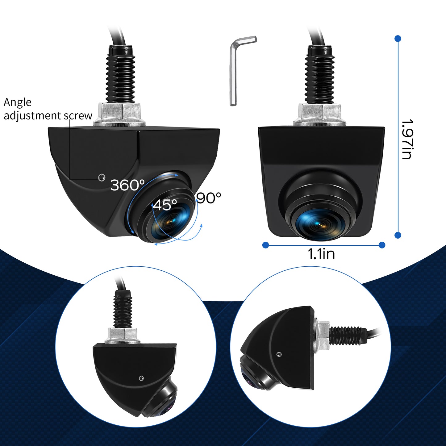 Backup Camera with Switchable Front View - 1080P Metal AHD, 170° Wide Angle Rearview, Super Clear Night Vision, IP69 Waterproof Reverse - Universal for Cars, Trucks, SUVs, Vans (Black)